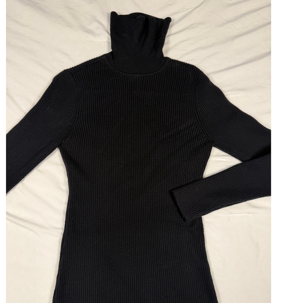 Abercrombie Black Ribbed Turtleneck Sweater Med Slim Fit Long Sleeve Academia